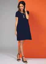 Load image into Gallery viewer, Navy Dress With Pockets And Short Sleeves
