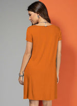 Load image into Gallery viewer, Orange Dress With Pockets And Short Sleeves
