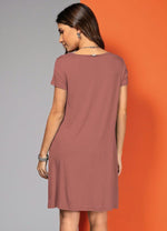 Load image into Gallery viewer, Pink dress with pockets and short sleeves
