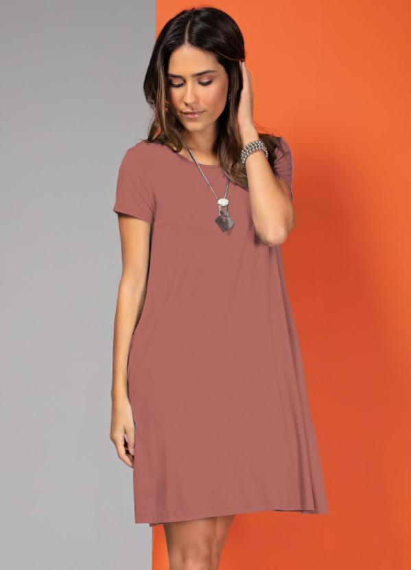 Pink dress with pockets and short sleeves