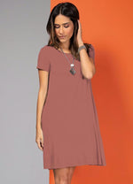 Load image into Gallery viewer, Pink dress with pockets and short sleeves
