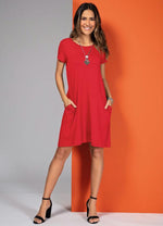 Load image into Gallery viewer, Red Dress With Pockets And Short Sleeves
