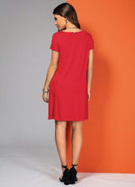 Load image into Gallery viewer, Red Dress With Pockets And Short Sleeves
