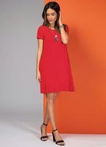 Load image into Gallery viewer, Red Dress With Pockets And Short Sleeves
