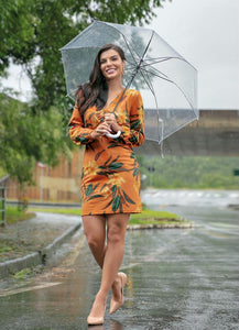 Rusty Floral Long Sleeve Dress