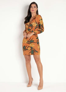 Rusty Floral Long Sleeve Dress