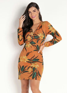 Rusty Floral Long Sleeve Dress