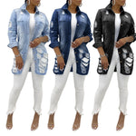 Load image into Gallery viewer, Denim Jackets Washed Blue Ripped Jeans Coat New Thin Women Jacket
