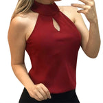 Load image into Gallery viewer, Summer Fashion Sexy Halter Hollow Blouse Casual Ladies Tank Vest Solid Tee
