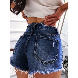 Sexy Tight Ripped Women Denim Shorts Wide Leg