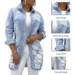 Load image into Gallery viewer, Denim Jackets Washed Blue Ripped Jeans Coat New Thin Women Jacket
