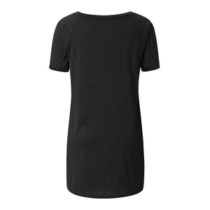 Plus Size 2022 Women's Tunic Soild Fashion Long Shirts Round Neck