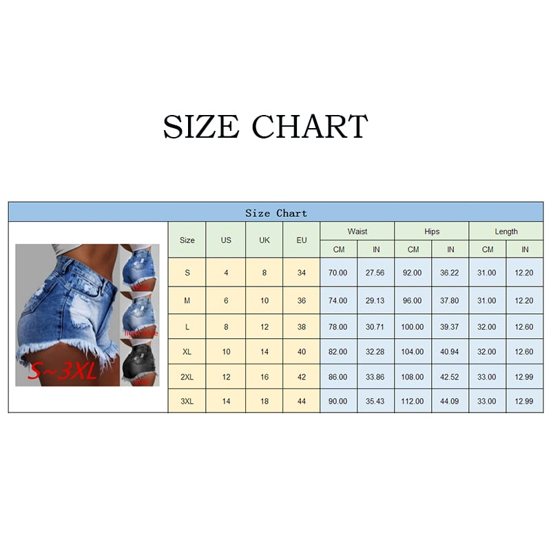 Women Slim Tassels Hole Denim Shorts Fashion Casual Summer Denim