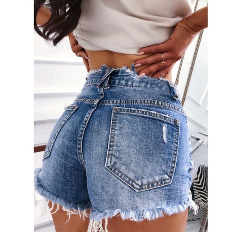 Sexy Tight Ripped Women Denim Shorts Wide Leg