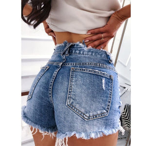 Sexy Tight Ripped Women Denim Shorts Wide Leg