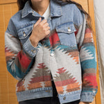 Load image into Gallery viewer, Retro Denim Jacket 2022 New Long Sleeved Lapel Loose Denim Stitching Woolen Jacket Female Vintage
