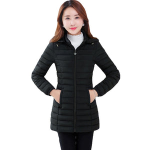 Women's Parka Ultralight Slim Down Jacket Autumn Winter Hooded Cotton Coat