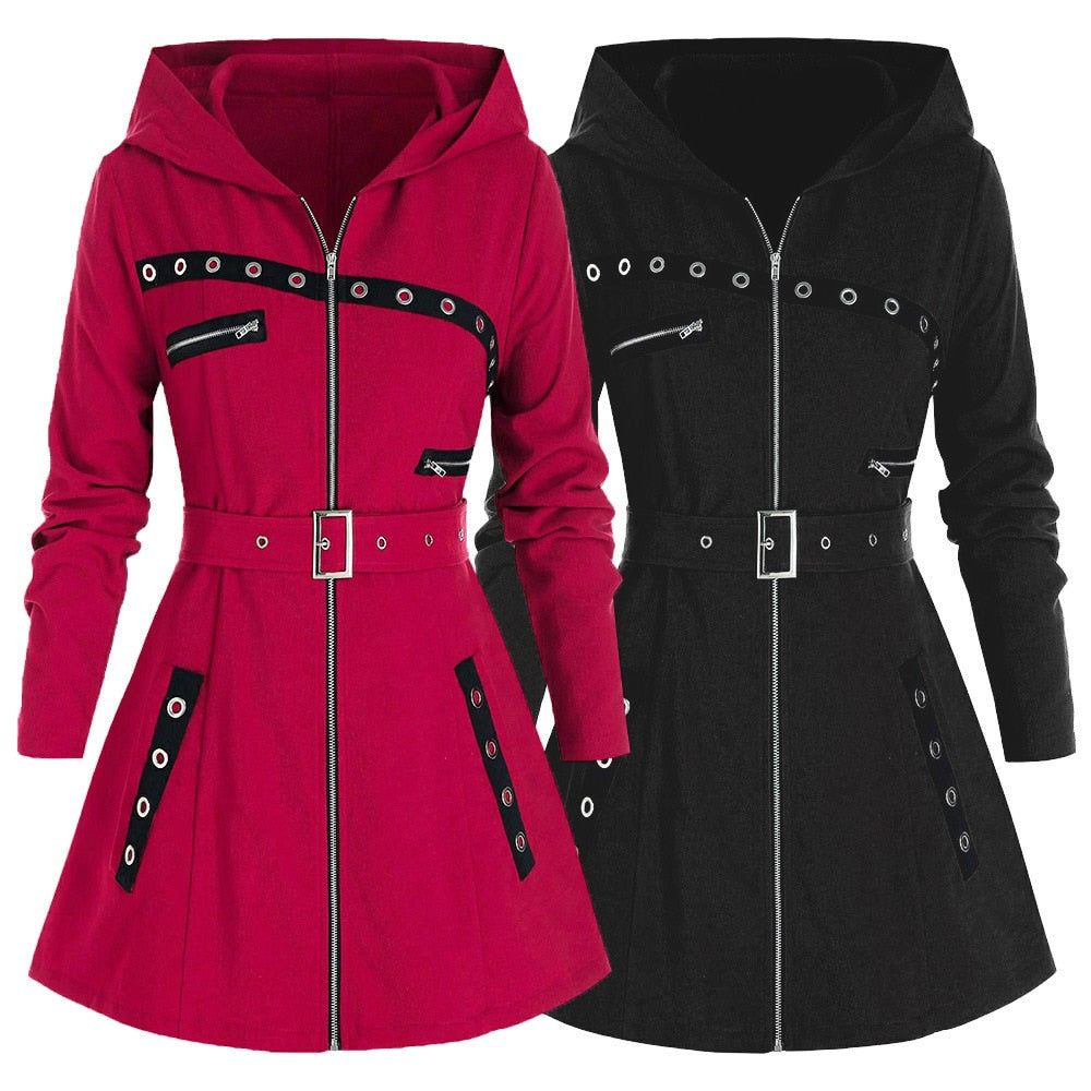 Women's Hooded Sweatshirt Autumn Winter Long Sleeve Zipper Coat