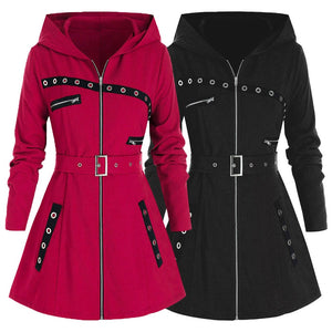 Women's Hooded Sweatshirt Autumn Winter Long Sleeve Zipper Coat