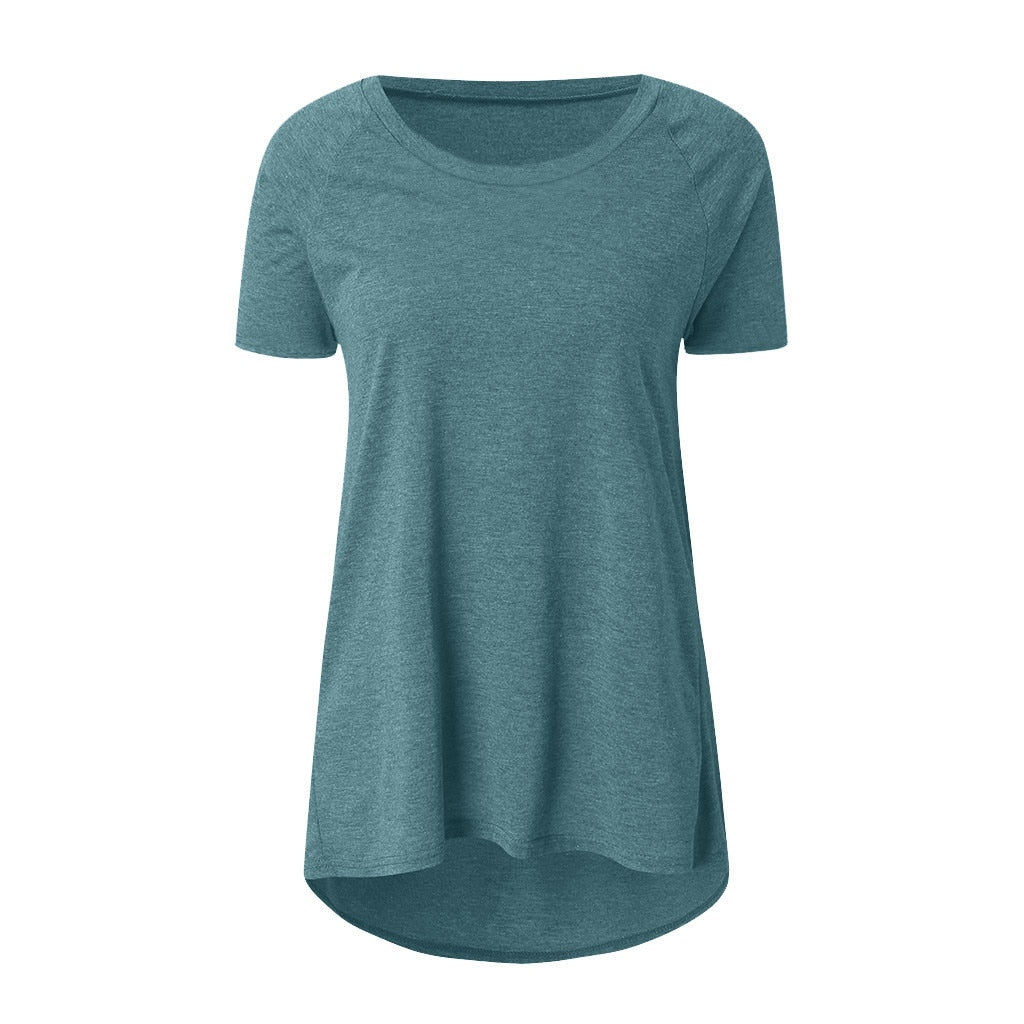 Plus Size 2022 Women's Tunic Soild Fashion Long Shirts Round Neck