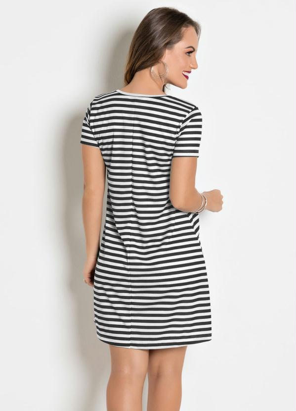 Striped V-neck Dress