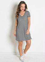 Load image into Gallery viewer, Striped V-neck Dress
