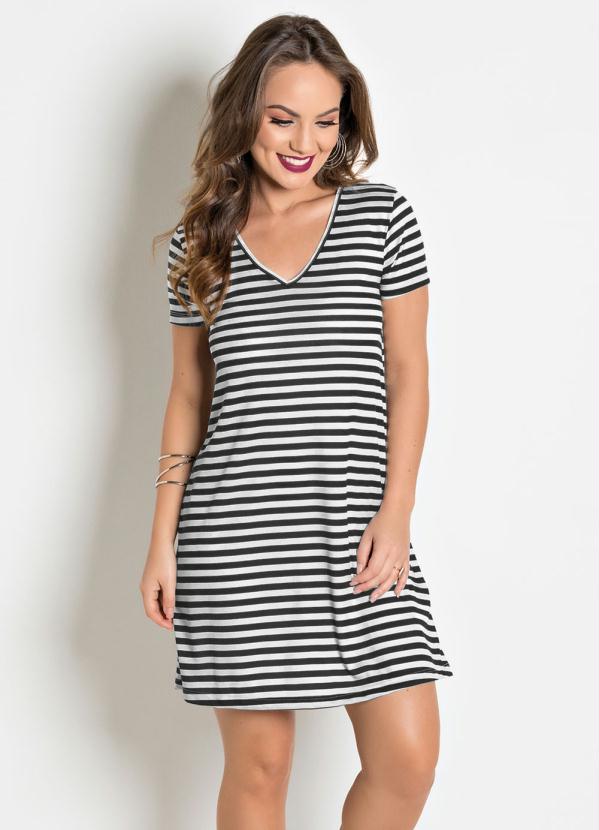 Striped V-neck Dress