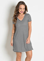 Load image into Gallery viewer, Striped V-neck Dress
