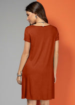 Load image into Gallery viewer, Terracotta Dress With Pockets And Short Sleeves
