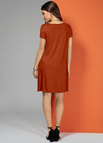 Load image into Gallery viewer, Terracotta Dress With Pockets And Short Sleeves

