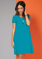 Load image into Gallery viewer, Turquoise Dress With Pockets And Short Sleeves
