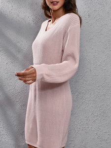 Pink Fashion Warm Winter Dress for Women Vintage Casual