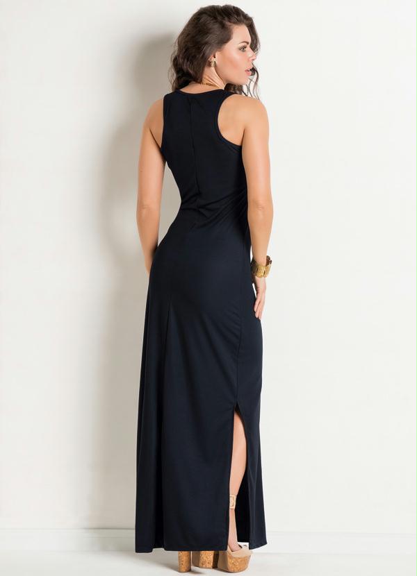 Vestido Longo Preto Com Fenda Na Lateral