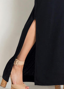 Vestido Longo Preto Com Fenda Na Lateral
