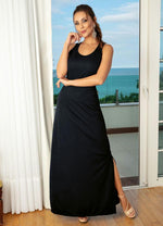 Load image into Gallery viewer, Vestido Longo Preto Com Fenda Na Lateral
