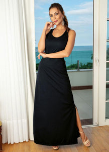 Vestido Longo Preto Com Fenda Na Lateral